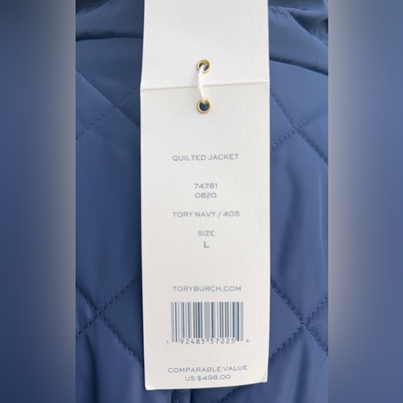 Tory Burch Navy Quilted Jacket Large NWT 74781 - Picture 11 of 12